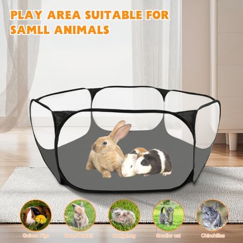 Rypet Guinea Pig Playpen Pop-Up, Outdoor Yard Fence for Small Pets,Black