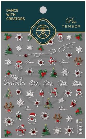 Christmas Nail Stickers for Nail Art, 5D Embossed Diamond Self-Adhesive Snowflake Nail Decals, Trees Nail Supplies Nail Art Design Accessories for Women and Girls Manicure DIY Decoration