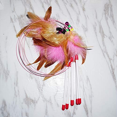 Sanpink Cat Feather Toy, Cat Toys Wand, Bundle of 5 Pack Interactive Pet Cat Kitten Chaser Teaser Wire Wand with Bell Beads for Cat Exercise Play Fun Gifts - Wholesale
