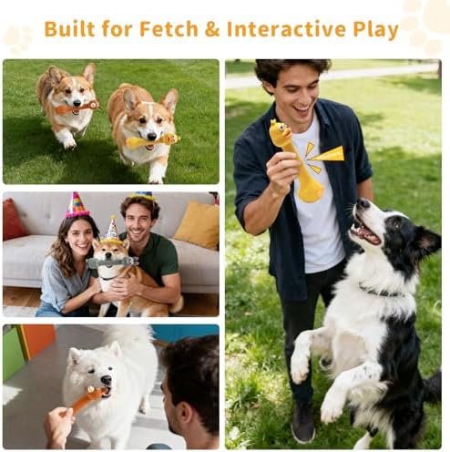 Latex Squeaky Dog Toys, 3 Pack Soft Rubber Dog Chew Toys, 8.7" Standing Stick Animal Pet Toy to Keep Them Busy, Interactive Fetch Squeak Toy for Puppy Small Medium Dogs