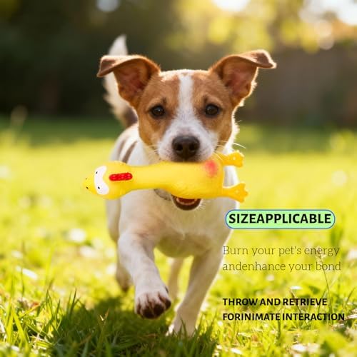 6.7" Squeaky Latex Dog Toy gripping, Cute Little Chicken Rubber Toy for Chewing and Grinding Teeth Interactive Play for Small Medium Dogs -(1Pcs Yellow)