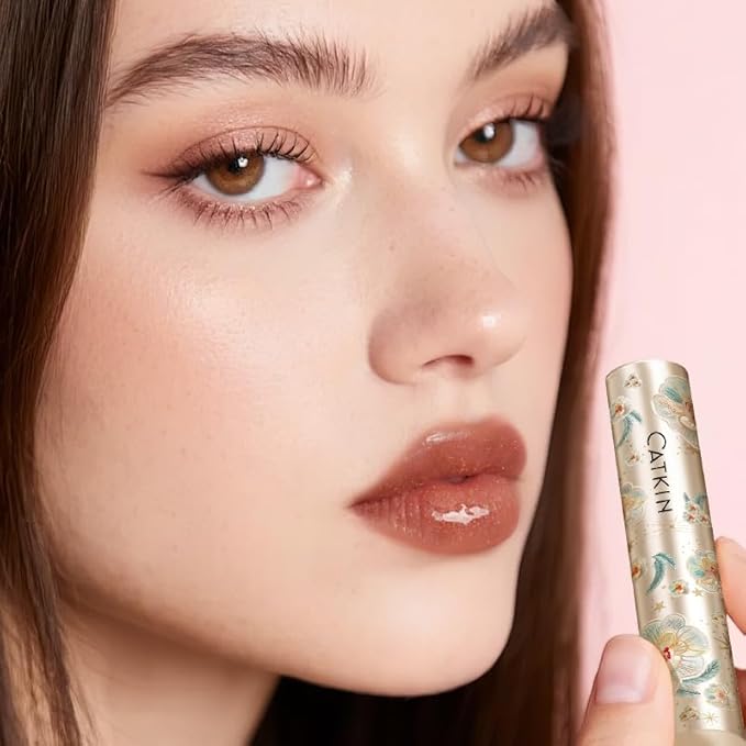 CATKIN Glossy Lip Balm 3pcs Gift Set, Ultra Hydating Glow Lip Tinted Jelly Plump Melting Balm Shea Butter Repair Soothing For Dry Lips Dewy Finished 0.12 oz 01