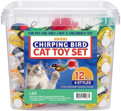 HA SHI Chirping Bird Cat Toys 12 Pack, Interactive Catnip Toys for Cats