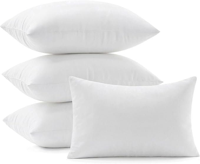 MIULEE 12x20 Throw Pillows Inserts 4 Pack, Decorative Pillows for Couch Bed | 100% Virgin Filling, Full and Fluffy, Lumbar, Back and Neck Support