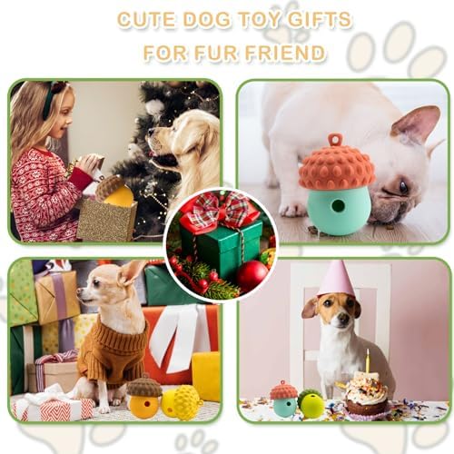 Acorn Dog Puzzle Toy for Medium Small Dogs, Treat Dispensing Dog Toys for Moderate Chewers, Puppy Teething Toys to Keep Them Busy, Interactive Pet Toys for Dogs, Dogs Gifts