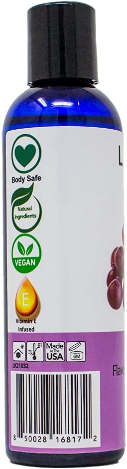 Lick Grape Flavored Massage Oil – Sweet Fruit Edible Massage Oil with Sweet Almond Oil & Vitamin E, Smooth Glide for Relaxing Couples Massage Sessions, 4 oz