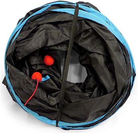 Feline Ruff Premium 4 Way Cat Tunnel. Extra Large 12 Inch Diameter and Extra Long. A Big Collapsible Play Toy. Wide Pet Tunnel Tube for Rabbits, Kittens, Large Cats, and Dogs.