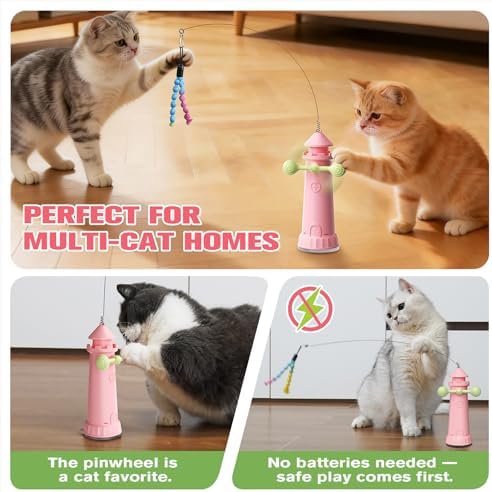 BSISUERM Cat Interactive Chase Toys for Indoor Cats, Enhanced Suction Cup Cat Teaser Wand, Kitty Enrichment Toy Weight Loss Exercise Toy for Kitten Adult Cats Boredom Relief Keep Them Busy