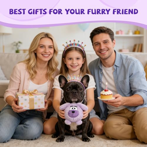 Moving Dog Ball, Jumping Squeaky Interactive Dog Toys, Plush Chew Toys for Medium/Large Dogs, USB Rechargeable (Purple)