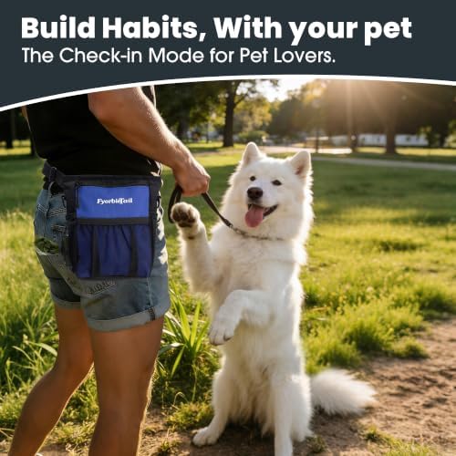 FDog Treat Pouch, 4 Cup Training Bag, Magnetic Closure, 3 Way Wear, Blue | 600D waterproof Oxford fabric, multi pocket storage, zipper and mesh pockets, pull out poop bag dispenser, includes 2 rolls