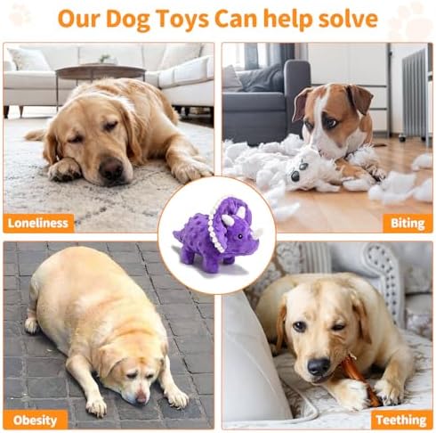 Plush Squeaky Dog Toys, Soft Stuffed Animals Dog Toy with Squeaker, Interactive Crinkle Dog Toys, Puppy Teething Chew Toy for Small, Medium & Large Breeds