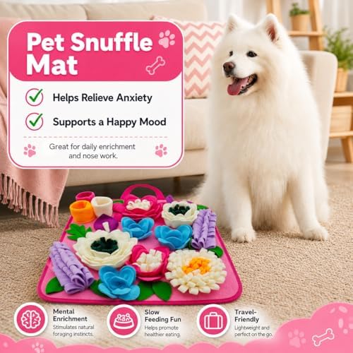 Snuffle Mat for Dogs Sniffing Feeding Mat for Small and Medium Breed Dogs and Cats Non-Slip/Portable/Durable Interactive Puzzle Pet Puppies Toys Encourages Natural Foraging Skills