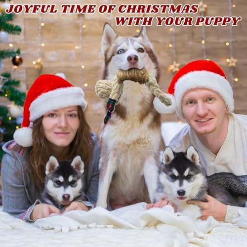 Christmas Squeaky Elk Dog Toys- Plush Tug of War Dog Toy for Large Breed- Interactive Dog Toys with Crinkle to Keep Them Busy- Training and Reduce Boredom