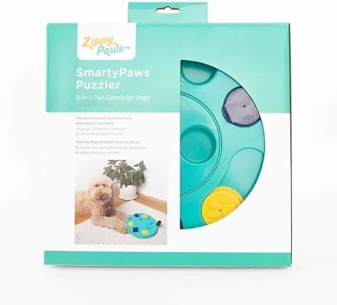 ZippyPaws - SmartyPaws - Puzzler Dog Toy - 3 in 1 Interactive Dog Toy Puzzle, Teaches Problem Solving Skills, Teal