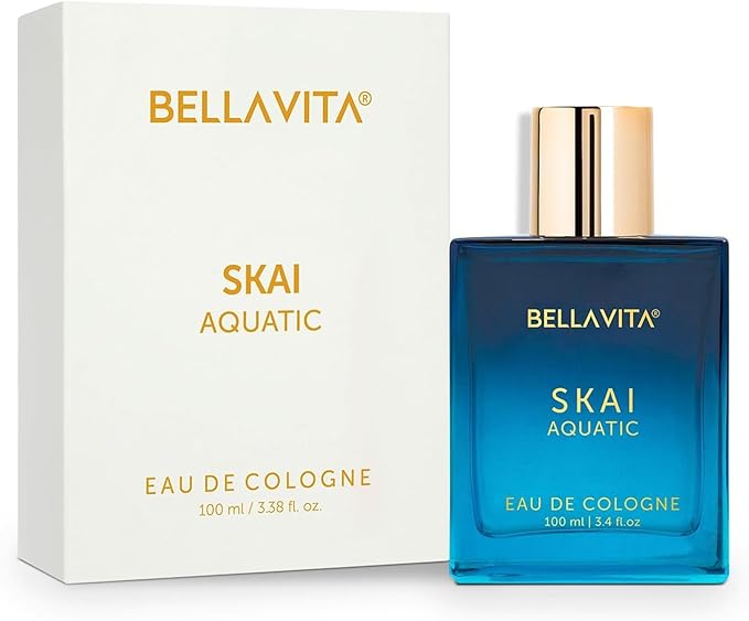 Bellavita Luxury SKAI Eau de Cologne | 100 ml (3.4 fl.oz.) | Perfume for Men and Women | Citrus, Bergamot, Clary Sage, and Patchouli Notes | Long Lasting Unisex Fragrance