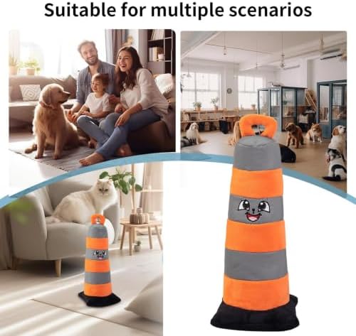 Dog Plush Toy - Traffic Cone Shape Interactive Chew Toy, Puppy Play
