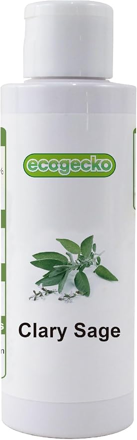 Ecogecko Fragrance Aroma Oil for use with EcoGecko Air Revitalizers/Cleaners, Water Based Air Purifiers and Oil Diffusers, 12 Scents to Choose from, 100ML, Clary Sage