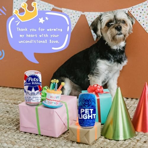 Plush Dog Toy, Squeaker Funny 2 Pack Beer Dog Toys