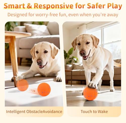 Smart Interactive Dog Toys, Interactive Dog Ball with IPX7 Waterproof, E-TPU Material, Low Noise, Automatic Moving/Bouncing/Rotating for Medium and Large Dogs Indoor & Outdoor Stimulation
