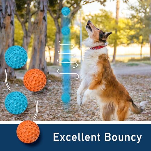 2 Pack Indestructible Squeaky Dog Balls for Aggressive Chewers, Interactive Dog Toys for Teething, Relieving Anxiety. Chew Toy for Large, Medium Breeds, Outdoor Rubber Balls.