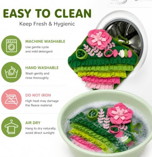 Rabbit Foraging Mat,Bunny Snuffle Mat for Small Animals Puzzle Toys Pets Interactive Feeding Mat for Guinea Pigs Hedgehog Chinchilla Puppies (Dark Pink, S)