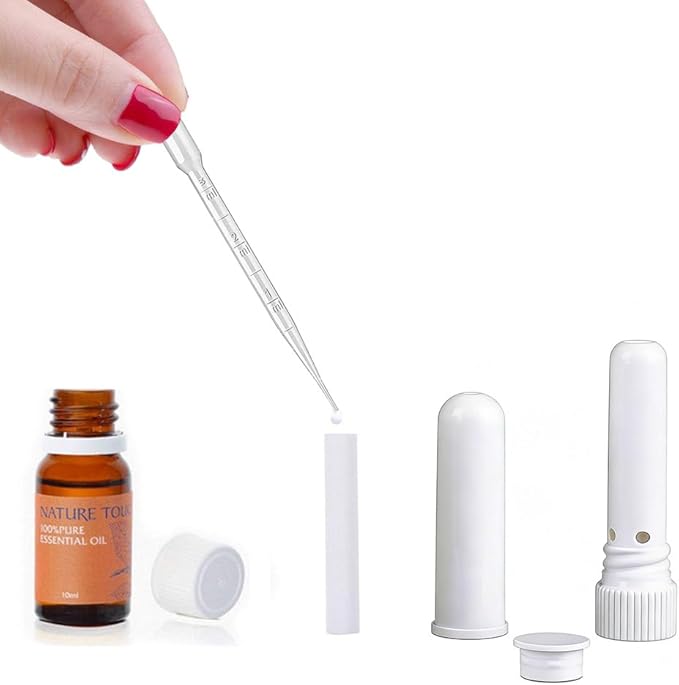 110Pack Wick Essential Oil Inhaler Replacement Kit, 4 cm (1 5/8 inch) Blank Nasal Sticks,or Essential Oil Inhalers. 10 Mini Droppers. for Essential Oil Inhalers.