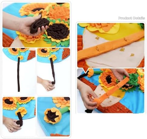 Dog Snuffle Mat Interactive Round Shape Sniff Feeding Food Mats Pet Foraging Treat Dispenser Toy Slow Feeder for Dogs Rabbits (Sunflower)