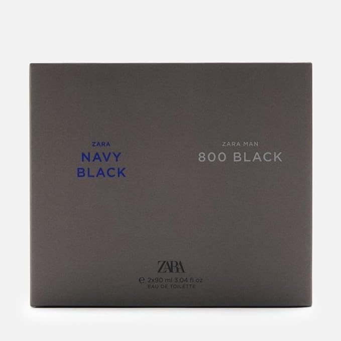 Zara Man Navy Black + 800 Black Cologne Set for Men EDT Eau de Toilette 2x 90 ML (3.04 FL. OZ)