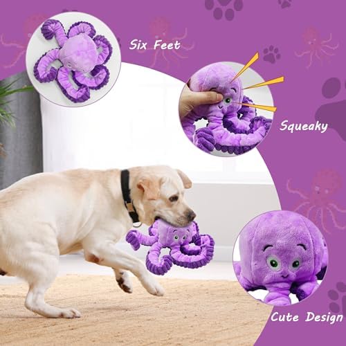 Squeaky Dog Toys, Stuffed Large Dog Toys to Keep Them Busy, Interactive Plush Chew Toys with Crinkle Paper, Tough Pet Animal Toys for Small Medium Large (2pack)