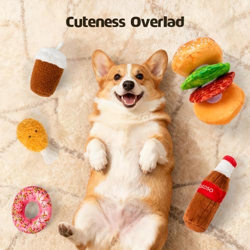 Sedioso Large Dog Toy Set, 5-Pack Stuffed Dogs Chew Toys, Durable Plush Dog Toy, Dogs Squeaky Toys for All Breed