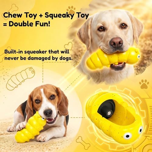 Squeaky Dog Chew Toys, Interactive Tough Indestructible Dog Toys for Aggressive Chewers, Medium to Large Dogs, Indoor & Outdoor Use