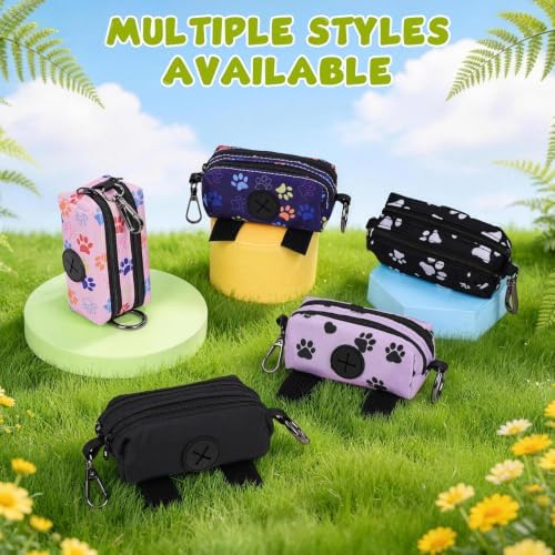 Dog Poop Bag Holder for Leashes 2 Zipper Pockets Navy 1 Pack