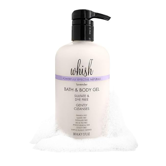 Whish Beauty Lavender Body Wash - Moisturizing Bath & Body Gel for Women - Gentle on Sensitive Skin - Infused with Shea Butter & Aloe - Sulfate & Paraben Free - 13 fl oz