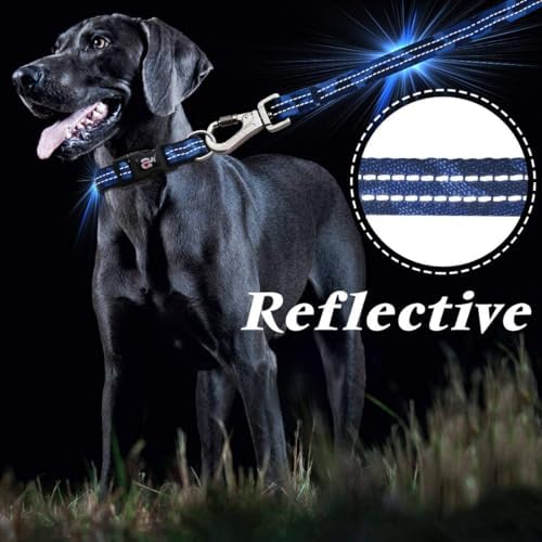 azuza Reflective Dog Collar and Leash Set with Airtag Holder, Blue Camo Padded Collar with Matching Clip Handle Leash for Small Dogs
