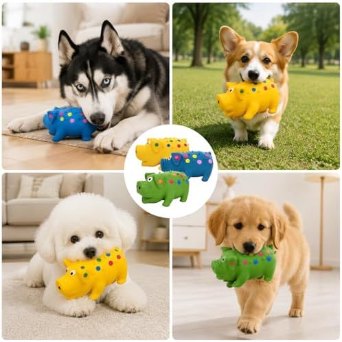 3Pcs Squeaky Pig, Squeaky Pig Dog Toy, Interactive Latex Puppy Chew Toys for Anxiety Relief and Brain Stimulation