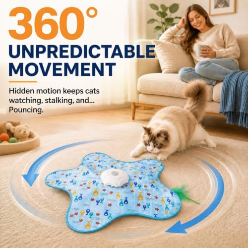 Interactive Cat Toys for Indoor Cats, Rechargeable Automatic Cat Mat Toys