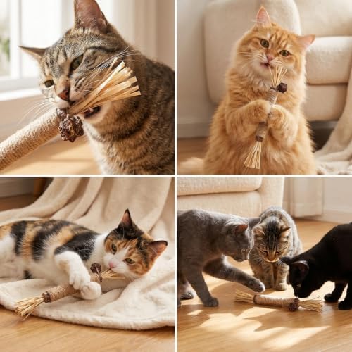 Shudyear 5 PCS Silvervine Sticks for Cats - Natural Cat Chew Toys for Teeth Cleaning, Kitten Teething & Aggressive Chewers