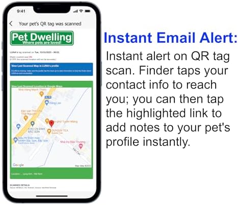 Pet Dwelling Smart QR Code-NFC Pet ID Tag - Dog Tags - Cat Tags - Online Pet Profile - Instant Email Alert -Scanned QR Tag GPS Location (Pink Paw)