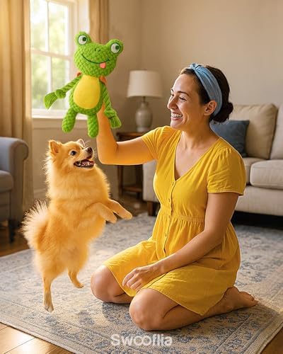 Swooflia 2 Pack Squeaky Dog Toys - Crinkle Plush Pig and Frog Toys for Puppies, Interactive and Stimulating Toy to Relieve Boredom for Small Dogs and Keep Them Busy