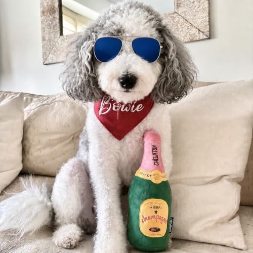 CHEWFFON Enrichment Dog Toy, Interactive Squeaky Small Champagne Bottle