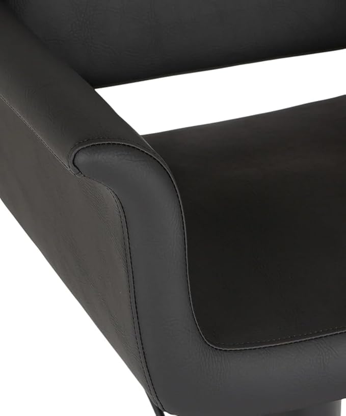 Buy-Rite Capri Styling Chair for Professional Salons & Barbershops - Luxurious Black Vinyl, Black Stitching (Flat Base)