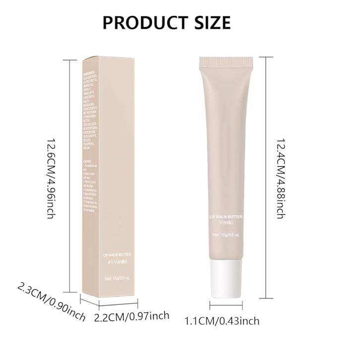 Summer Butter Lip Balm Lip Gloss, Ultra-Hydrating Natural Vegan Lip Balm, Sheer-Tinted Shine & Hydration, Soothes & Softens Dry Lips Skincare, Bálsamo labial hidratante #1 Vanilla 0.5 Fl Oz