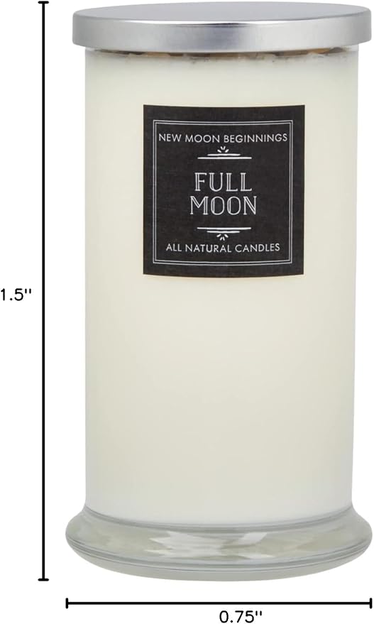 Full Moon® Candle by New Moon Beginnings - Purification & Cleansing Candle - Dried Flower, Herb, & Crystal Candles - Aromatherapy Candles - Soy Candle - 21oz Glass Jar