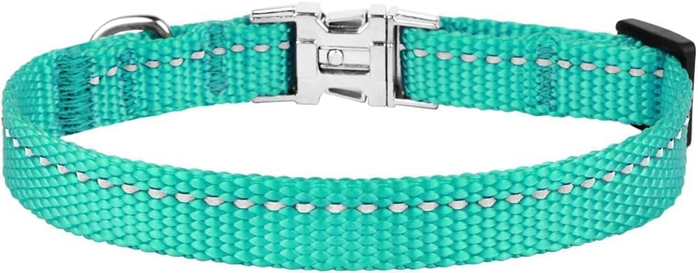 Reflective Dog Collar, Quick-Release Buckle (Mint Green, 7-11 Inch)