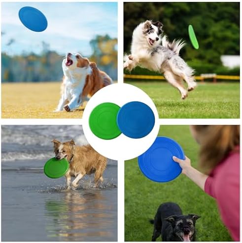 Dog Flying Disc, 2 Pack Dog Frisbee Toy Gift Set for Medium & Large Dogs