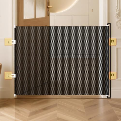 Retractable PET Gates No Drilling Door Barrier Retractable Pet Safety Barrier Dog Gates for Stairs for Doorways Hallways Indoor
