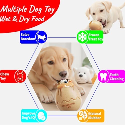 Treat Dispenser Dog Toy for Aggressive Chewers, Dog Frozen Treat Toy to Keep Them Busy, Interactive Chew Toys for Large Dogs, Durable Natural Rubber Material Puzzle Toy