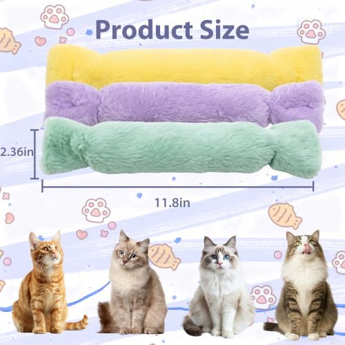 3 Pack Catnip Pillow Toys for Indoor Cats, Soft Plush Cat Toys with Pastel Macaron Colors, Interactive Catnip Toys for Biting, Cuddling and Play, Cute Kitty Toys