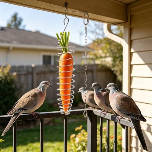 2pcs Stainless Steel Bird Foraging Treat Dispenser with Chain Hanging Basket for Wild Birds and Parrots Minimizes Spills and Waste and Patios