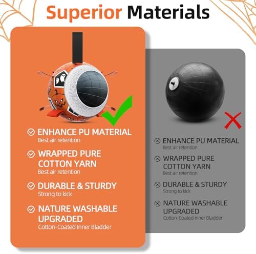 Diman Halloween Dog Toys, 7 Inch Dog Balls, Dog Soccer Ball with Straps